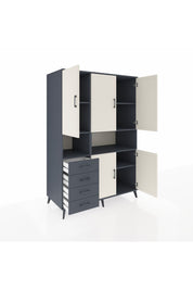 Kronos Dolap 7 Raflı 4 Çekmeceli 5 Kapaklı 132x59x195 Antrasit-Aytaşı/Antrasit