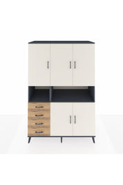 Kronos Dolap 7 Raflı 4 Çekmeceli 5 Kapaklı 132x59x195 Antrasit-Aytaşı/Çam