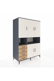 Kronos Dolap 7 Raflı 4 Çekmeceli 5 Kapaklı 132x59x195 Antrasit-Aytaşı/Çam