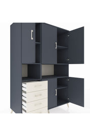 Kronos Dolap 7 Raflı 4 Çekmeceli 5 Kapaklı 132x59x195 Antrasit-Antrasit/Aytaşı