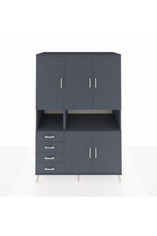 Kronos Dolap 7 Raflı 4 Çekmeceli 5 Kapaklı 132x59x195 Antrasit-Antrasit/Antrasit