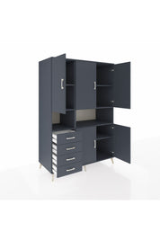 Kronos Dolap 7 Raflı 4 Çekmeceli 5 Kapaklı 132x59x195 Antrasit-Antrasit/Antrasit