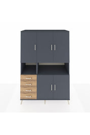 Kronos Dolap 7 Raflı 4 Çekmeceli 5 Kapaklı 132x59x195 Antrasit-Antrasit/Çam