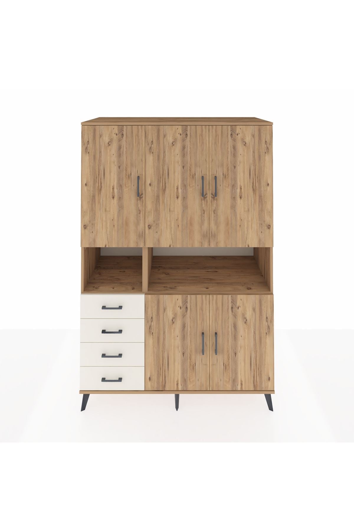 Kronos Dolap 7 Raflı 4 Çekmeceli 5 Kapaklı 132x59x195 Çam-Çam/Aytaşı