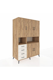 Kronos Dolap 7 Raflı 4 Çekmeceli 5 Kapaklı 132x59x195 Çam-Çam/Aytaşı