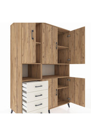 Kronos Dolap 7 Raflı 4 Çekmeceli 5 Kapaklı 132x59x195 Çam-Çam/Aytaşı