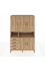 Kronos Dolap 7 Raflı 4 Çekmeceli 5 Kapaklı 132x59x195 Çam-Çam/Çam