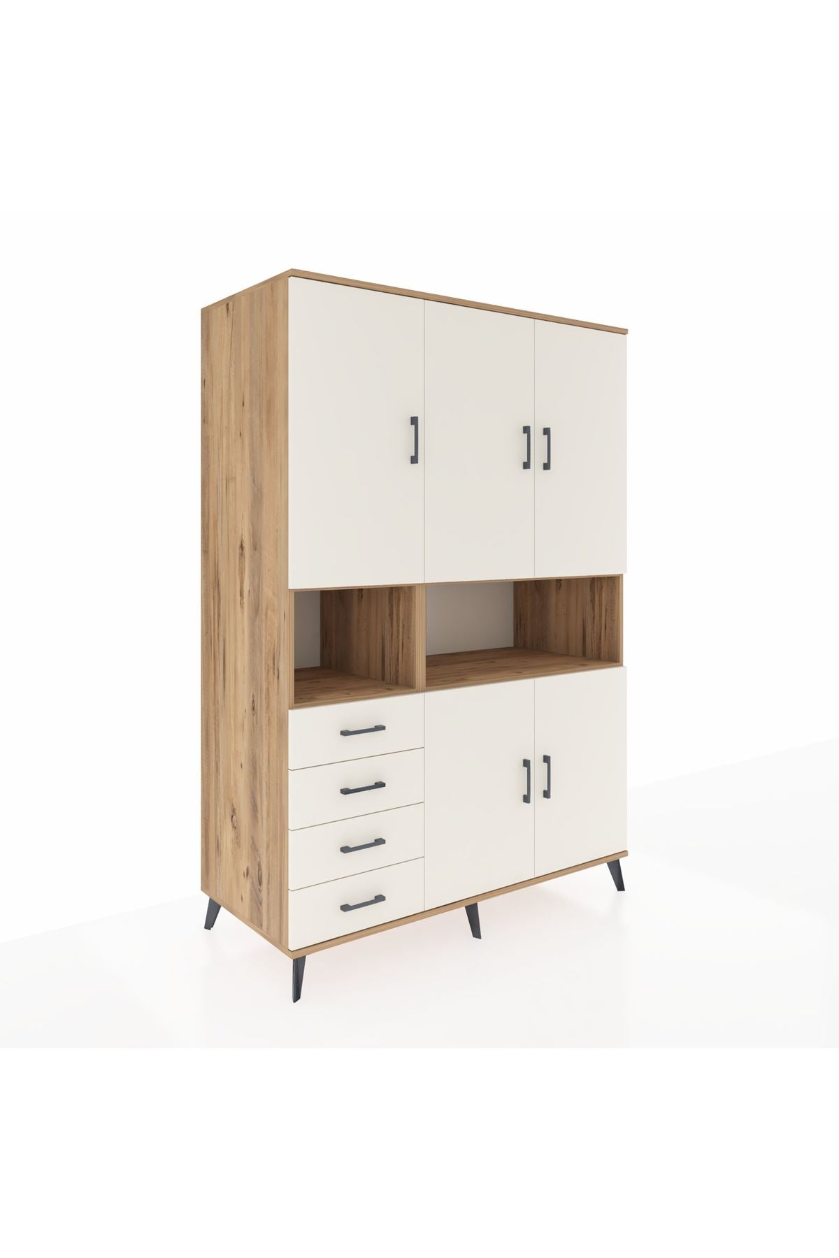 Kronos Dolap 7 Raflı 4 Çekmeceli 5 Kapaklı 132x59x195 Çam-Aytaşı/Aytaşı