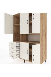 Kronos Dolap 7 Raflı 4 Çekmeceli 5 Kapaklı 132x59x195 Çam-Aytaşı/Aytaşı