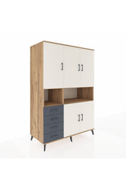 Kronos Dolap 7 Raflı 4 Çekmeceli 5 Kapaklı 132x59x195 Çam-Aytaşı/Antrasit