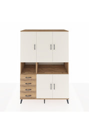 Kronos Dolap 7 Raflı 4 Çekmeceli 5 Kapaklı 132x59x195 Çam-Aytaşı/Çam