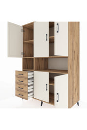 Kronos Dolap 7 Raflı 4 Çekmeceli 5 Kapaklı 132x59x195 Çam-Aytaşı/Çam