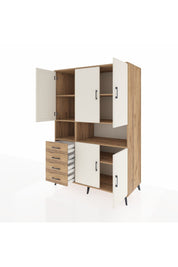 Kronos Dolap 7 Raflı 4 Çekmeceli 5 Kapaklı 132x59x195 Çam-Aytaşı/Çam