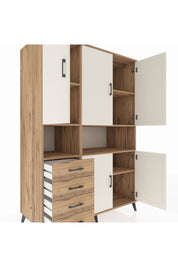 Kronos Dolap 7 Raflı 4 Çekmeceli 5 Kapaklı 132x59x195 Çam-Aytaşı/Çam
