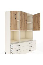 Kronos Dolap 6 Raflı 6 Çekmeceli 3 Kapaklı 132x59x195 Aytaşı-Çam/Aytaşı