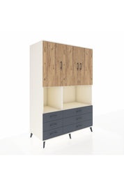 Kronos Dolap 6 Raflı 6 Çekmeceli 3 Kapaklı 132x59x195 Aytaşı-Çam/Antrasit