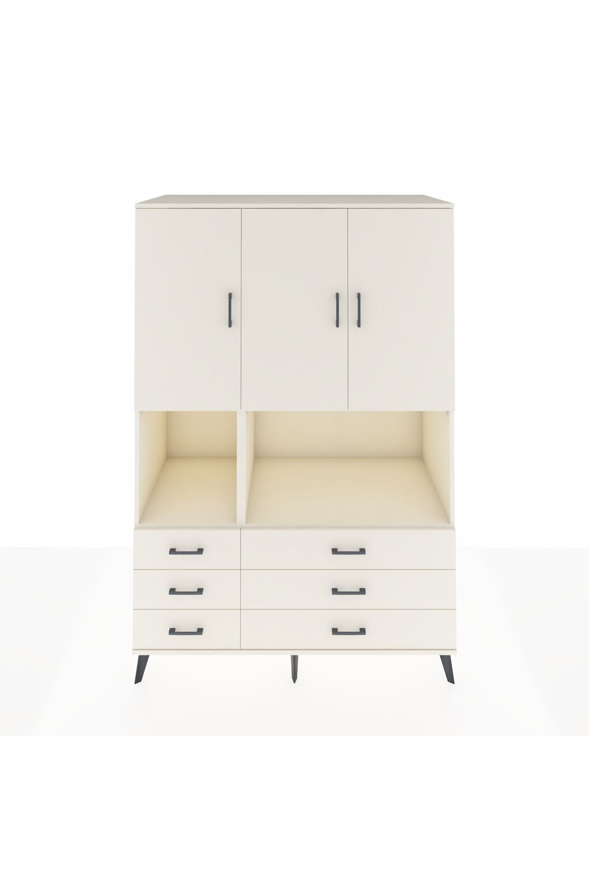 Kronos Dolap 6 Raflı 6 Çekmeceli 3 Kapaklı 132x59x195 Aytaşı-Aytaşı/Aytaşı