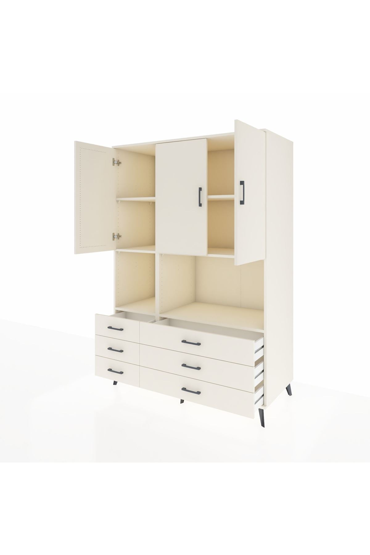 Kronos Dolap 6 Raflı 6 Çekmeceli 3 Kapaklı 132x59x195 Aytaşı-Aytaşı/Aytaşı