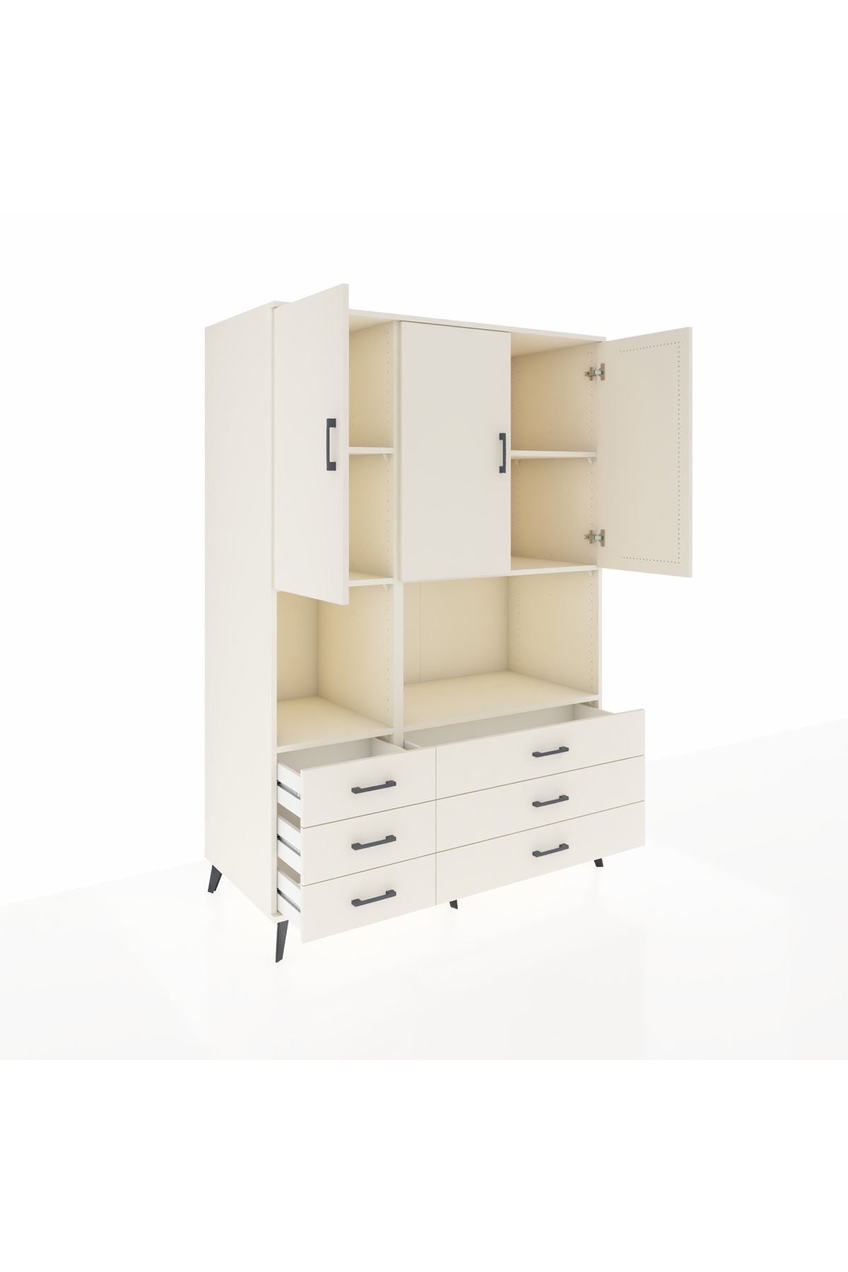 Kronos Dolap 6 Raflı 6 Çekmeceli 3 Kapaklı 132x59x195 Aytaşı-Aytaşı/Aytaşı