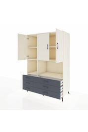 Kronos Dolap 6 Raflı 6 Çekmeceli 3 Kapaklı 132x59x195 Aytaşı-Aytaşı/Antrasit