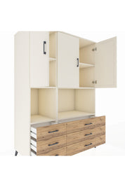 Kronos Dolap 6 Raflı 6 Çekmeceli 3 Kapaklı 132x59x195 Aytaşı-Aytaşı/Çam