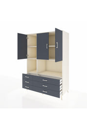 Kronos Dolap 6 Raflı 6 Çekmeceli 3 Kapaklı 132x59x195 Aytaşı-Antrasit/Antrasit