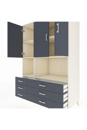 Kronos Dolap 6 Raflı 6 Çekmeceli 3 Kapaklı 132x59x195 Aytaşı-Antrasit/Antrasit