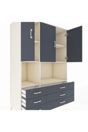 Kronos Dolap 6 Raflı 6 Çekmeceli 3 Kapaklı 132x59x195 Aytaşı-Antrasit/Antrasit