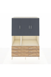 Kronos Dolap 6 Raflı 6 Çekmeceli 3 Kapaklı 132x59x195 Aytaşı-Antrasit/Çam