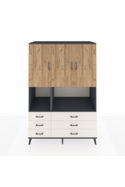 Kronos Dolap 6 Raflı 6 Çekmeceli 3 Kapaklı 132x59x195 Antrasit-Çam/Aytaşı