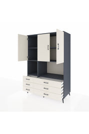 Kronos Dolap 6 Raflı 6 Çekmeceli 3 Kapaklı 132x59x195 Antrasit-Aytaşı/Aytaşı