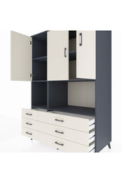 Kronos Dolap 6 Raflı 6 Çekmeceli 3 Kapaklı 132x59x195 Antrasit-Aytaşı/Aytaşı