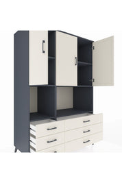Kronos Dolap 6 Raflı 6 Çekmeceli 3 Kapaklı 132x59x195 Antrasit-Aytaşı/Aytaşı