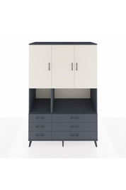 Kronos Dolap 6 Raflı 6 Çekmeceli 3 Kapaklı 132x59x195 Antrasit-Aytaşı/Antrasit