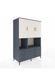 Kronos Dolap 6 Raflı 6 Çekmeceli 3 Kapaklı 132x59x195 Antrasit-Aytaşı/Antrasit