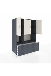 Kronos Dolap 6 Raflı 6 Çekmeceli 3 Kapaklı 132x59x195 Antrasit-Aytaşı/Antrasit
