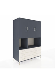Kronos Dolap 6 Raflı 6 Çekmeceli 3 Kapaklı 132x59x195 Antrasit-Antrasit/Aytaşı