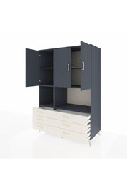 Kronos Dolap 6 Raflı 6 Çekmeceli 3 Kapaklı 132x59x195 Antrasit-Antrasit/Aytaşı