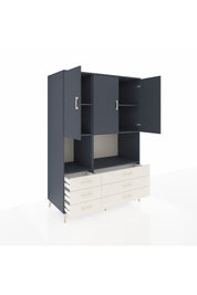 Kronos Dolap 6 Raflı 6 Çekmeceli 3 Kapaklı 132x59x195 Antrasit-Antrasit/Aytaşı