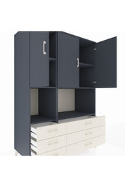 Kronos Dolap 6 Raflı 6 Çekmeceli 3 Kapaklı 132x59x195 Antrasit-Antrasit/Aytaşı