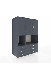 Kronos Dolap 6 Raflı 6 Çekmeceli 3 Kapaklı 132x59x195 Antrasit-Antrasit/Antrasit