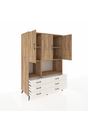 Kronos Dolap 6 Raflı 6 Çekmeceli 3 Kapaklı 132x59x195 Çam-Çam/Aytaşı