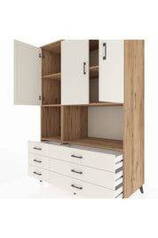 Kronos Dolap 6 Raflı 6 Çekmeceli 3 Kapaklı 132x59x195 Çam-Aytaşı/Aytaşı