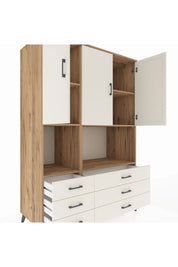 Kronos Dolap 6 Raflı 6 Çekmeceli 3 Kapaklı 132x59x195 Çam-Aytaşı/Aytaşı