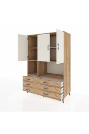 Kronos Dolap 6 Raflı 6 Çekmeceli 3 Kapaklı 132x59x195 Çam-Aytaşı/Çam