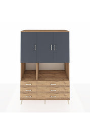 Kronos Dolap 6 Raflı 6 Çekmeceli 3 Kapaklı 132x59x195 Çam-Antrasit/Çam