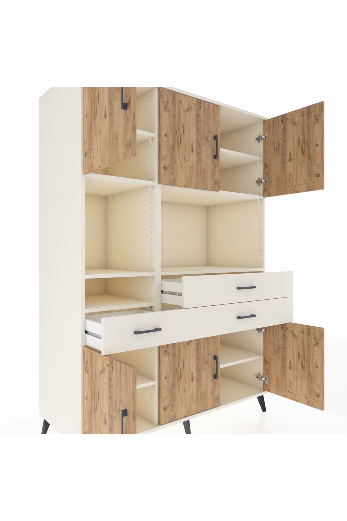 Kronos Dolap 9 Raflı 3 Çekmeceli 6 Kapaklı 132x59x195 Aytaşı-Çam/Aytaşı