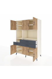 Kronos Dolap 9 Raflı 3 Çekmeceli 6 Kapaklı 132x59x195 Aytaşı-Çam/Antrasit