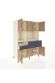 Kronos Dolap 9 Raflı 3 Çekmeceli 6 Kapaklı 132x59x195 Aytaşı-Çam/Antrasit