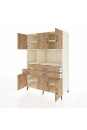 Kronos Dolap 9 Raflı 3 Çekmeceli 6 Kapaklı 132x59x195 Aytaşı-Çam/Çam